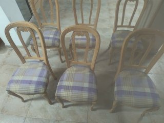6 Sillas de Comedor Madera Tallada