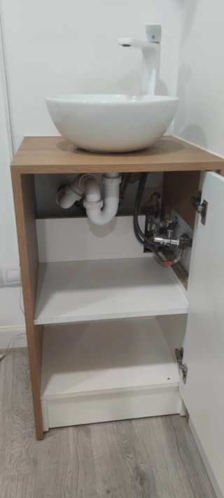 Mueble Lavabo Madera y Blanco
