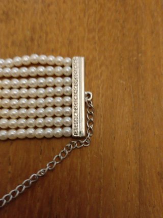 Pulsera Brazalete Perlas y Cristales Plata