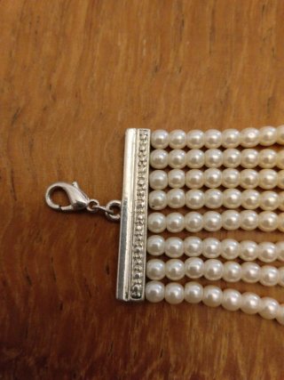 Pulsera Brazalete Perlas y Cristales Plata