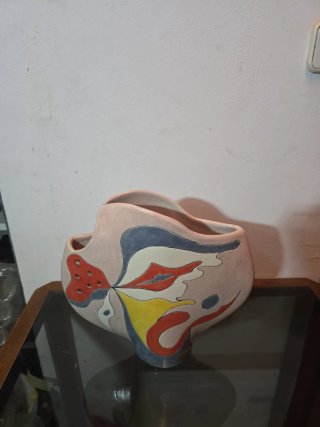 Jarrón de cerámica multicolor