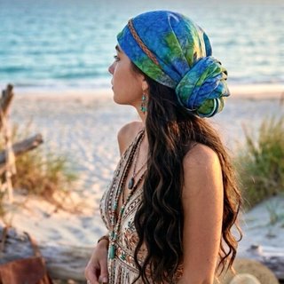 Vintage Pañuelo seda efecto batik hecho a mano