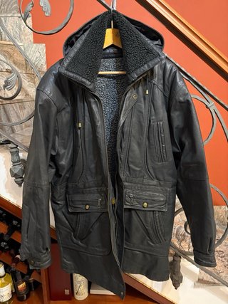 Giacca vera pelle vintage con cappuccio rimovibile
