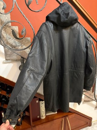 Giacca vera pelle vintage con cappuccio rimovibile