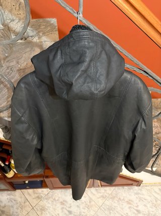 Giacca vera pelle vintage con cappuccio rimovibile