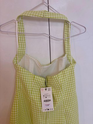 Vestido Zara cuadros vichy verde
