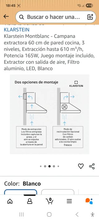 Campana extractora Klarstein Montblanc Blanca