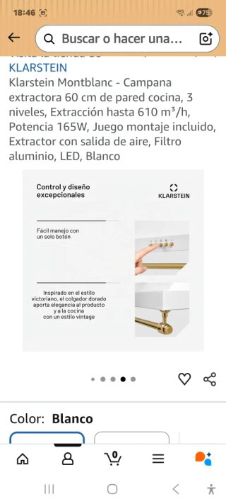 Campana extractora Klarstein Montblanc Blanca