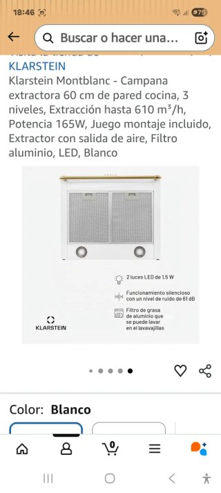 Campana extractora Klarstein Montblanc Blanca