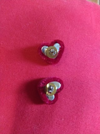 Orecchini Cuore Velluto Rosso