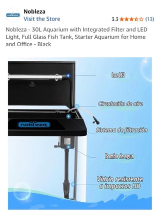 Acuario pecera Nobleza 30L Kit