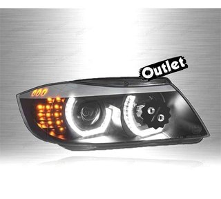 DW FAROS BMW E90 E91 05-08 OJOS ANGEL LED 3D FONDO NEGRO R14