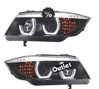 DW FAROS BMW E90 E91 05-08 OJOS ANGEL LED 3D FONDO NEGRO R14
