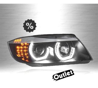 DW FAROS BMW E90 E91 05-08 OJOS ANGEL LED 3D FONDO NEGRO R14