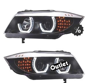 DW FAROS BMW E90 E91 05-08 OJOS ANGEL LED 3D FONDO NEGRO R14