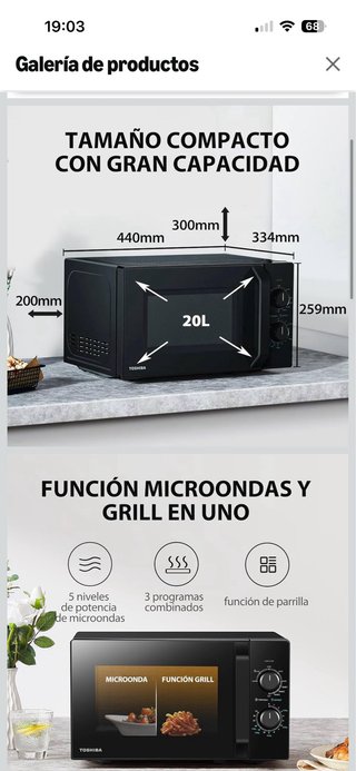 Microondas Toshiba Negro