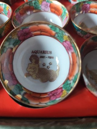 Set 12 Tazzine Sake Porcellana Cinese Zodiaco