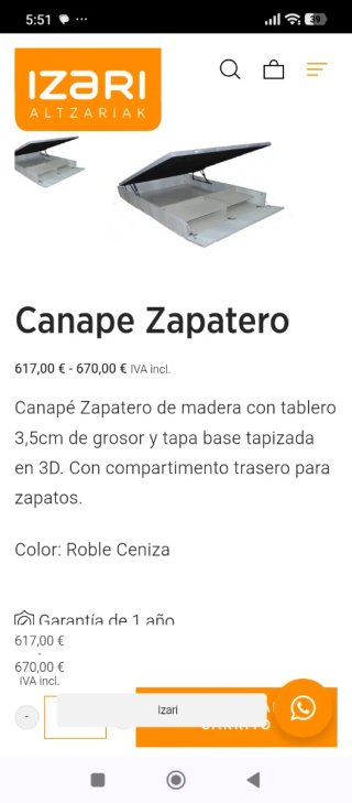 135x190 Canapé Zapatero Madera Blanco