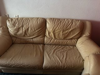 Juego de 2 sofás de piel beige