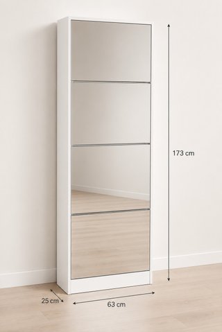 Zapatera elegante de madera y cristal