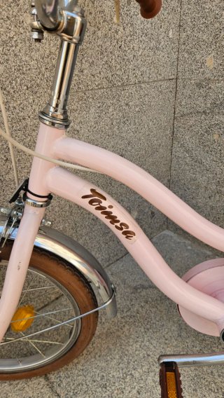Bicicleta infantil, color rosa, 14 pulgadas.