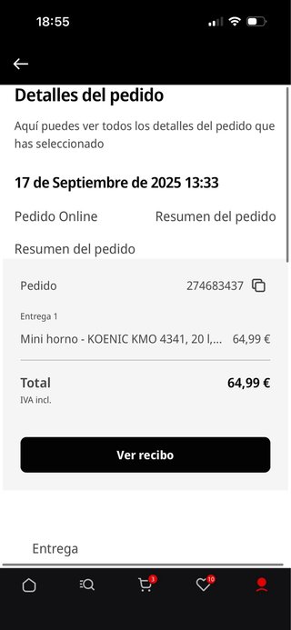 Mini horno sobremesa KOENIC KMO 4341 20L 1500W