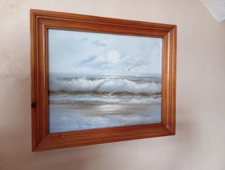 Cuadro al óleo de paisaje marino