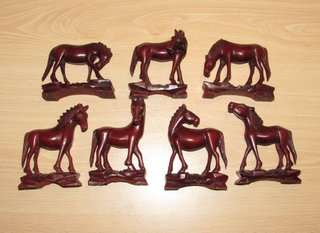 7 okimino vintage China Japón caballos estilo Tang