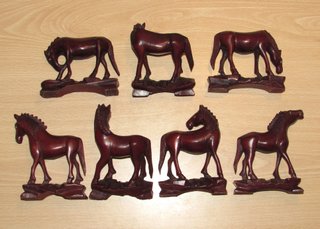 7 okimino vintage China Japón caballos estilo Tang