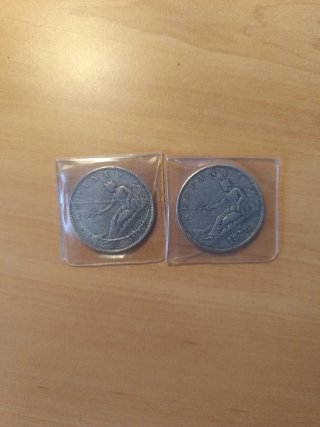 Lote 2 Monedas 5 Pesetas 1870 Réplicas / Época