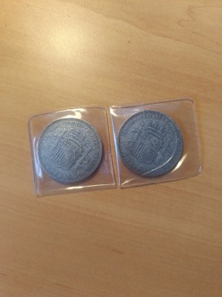 Lote 2 Monedas 5 Pesetas 1870 Réplicas / Época