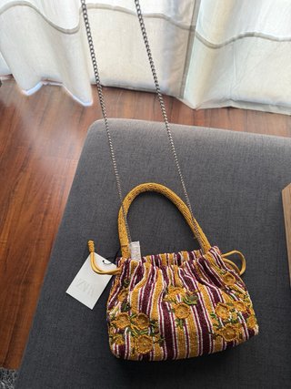 Bolso Zara de cuentas multicolor