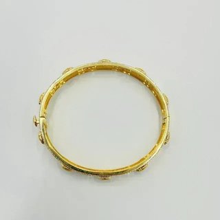 Pulsera Rígida Medusa Onix Greca 18K