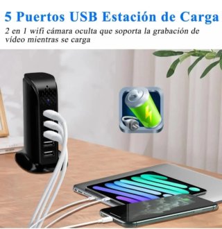 Cámara oculta con cargador USB y conexión