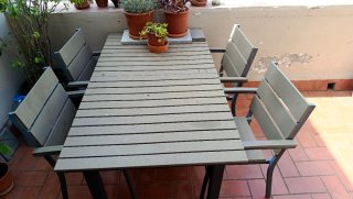 Conjunto mesa extensible y 4 sillas exterior