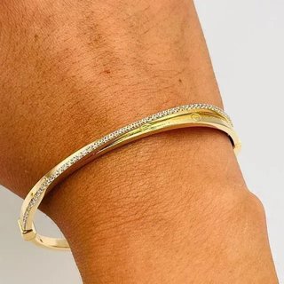 Pulsera rígida 18K con circonitas