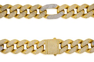 Cadena eslabón 5x1 circonitas oro 18k - ref.15229