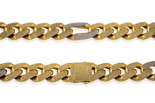 Cadena eslabón 5x1 circonitas oro 18k - ref.15229