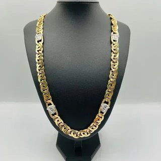 Cadena Tipo Cartier Medusa Greca Bicolor 12mm 18K