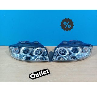 DW FAROS AUDI A4 B6 00-04 OJOS ANGEL CCFL FONDO CROMO R14536