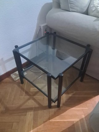 Mesa de centro cristal y metal