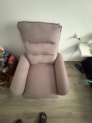 Sillón reclinable tela rosa/gris