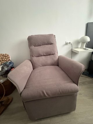 Sillón reclinable tela rosa/gris
