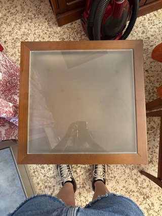 Mesita auxiliar madera y cristal