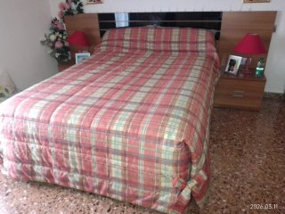 Cortinas y edredón rayas comedor/dormitorio