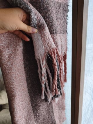 Bufanda XXL rosa, gris y blanca