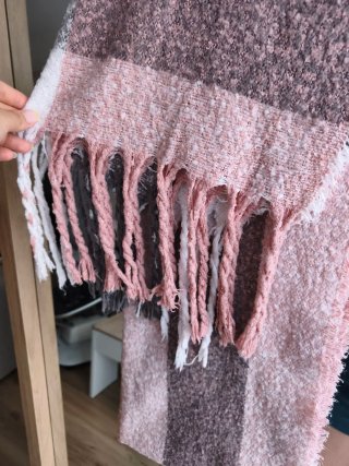 Bufanda XXL rosa, gris y blanca
