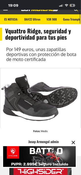 Zapatillas Moto VQUATTRO RIDGE Negras Talla 44