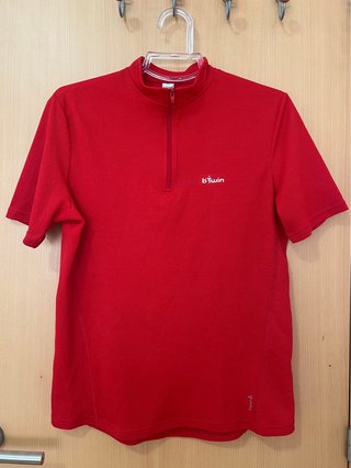 Maillot Ciclismo Btwin Rojo Media Cremallera