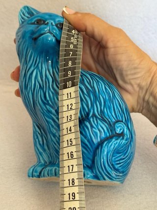 Statuina gatto porcellana blu Cina